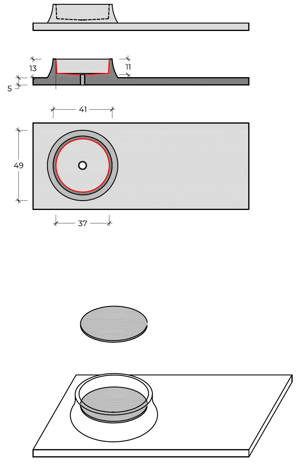 Schémas de lavabos lunaires intégrés